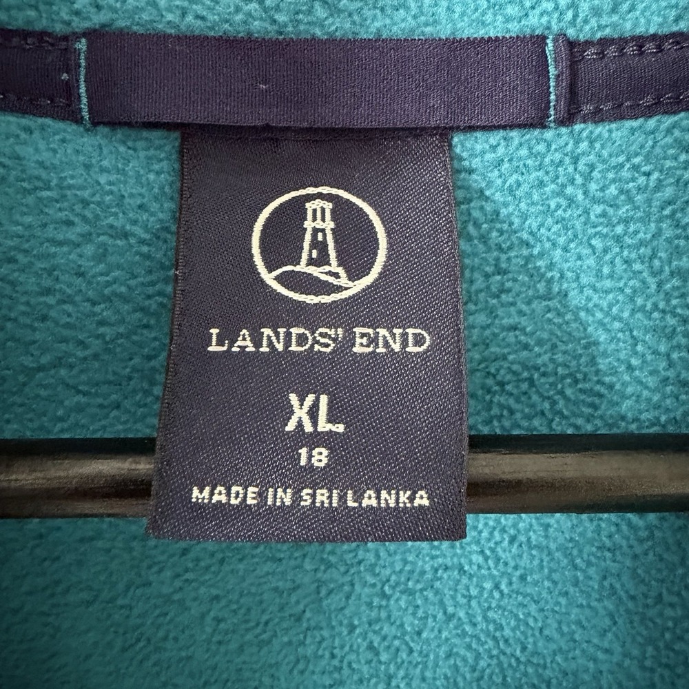Lands End 1/4 Zip Pullover Fleece Jacket Sweater Womens XL Teal Blue Outdoor - Picture 3 of 7